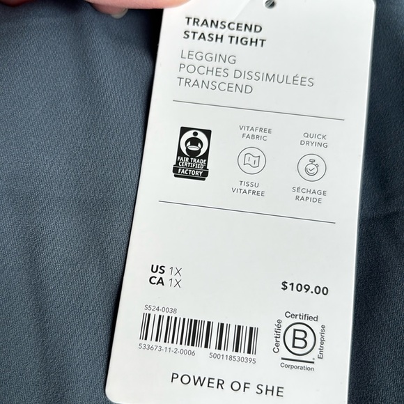 NWT Athleta Transcend Stash Granite Blue Tight Size 1X - Picture 6 of 8